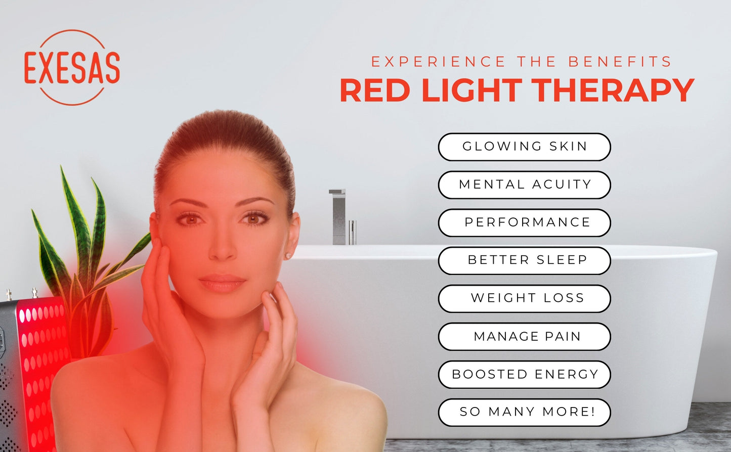 EXESAS 80 LED Red Light Therapy Panel – 400W Dual-Chip, 660nm & 850nm, High Irradiance, 2-Year Warranty