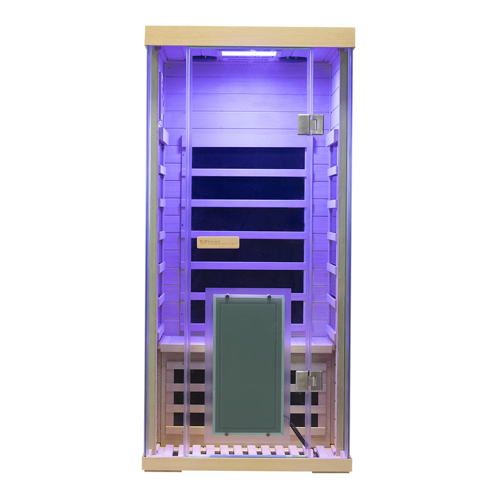 1-Person Hemlock Full-Glass Sauna Wizzisaunas SH01