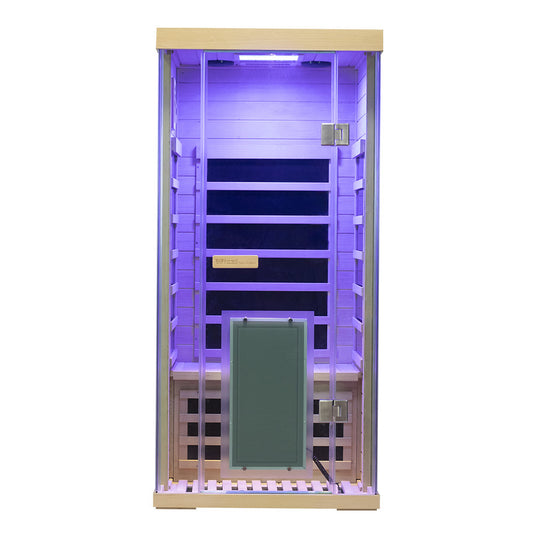 Wizzisaunas SH01 1-Person Hemlock Full-Glass Infrared Sauna