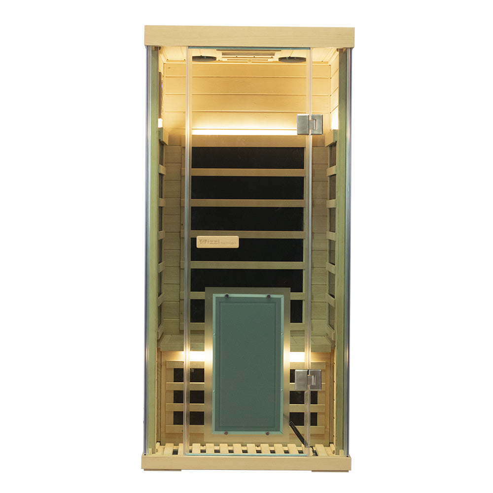 1-Person Hemlock Full-Glass Sauna Wizzisaunas SH01