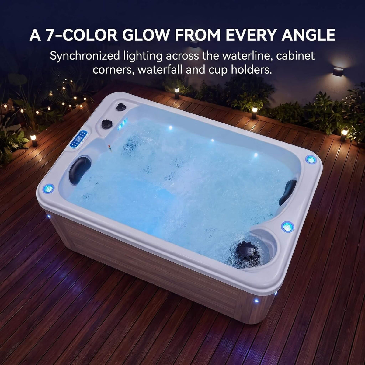 Aeris 2-Person Outdoor Hot Tub with 15 Jets & LED Lights