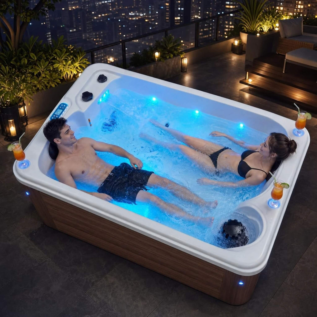 Aeris 2-Person Outdoor Hot Tub with 15 Jets & LED Lights