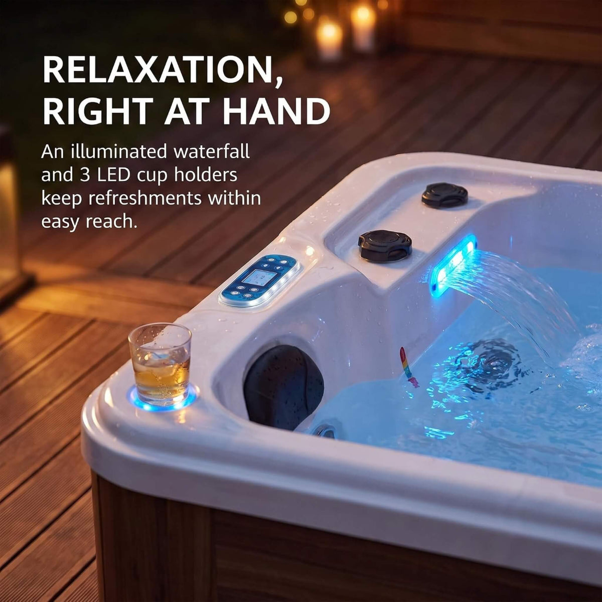 Aeris 2-Person Outdoor Hot Tub with 15 Jets & LED Lights