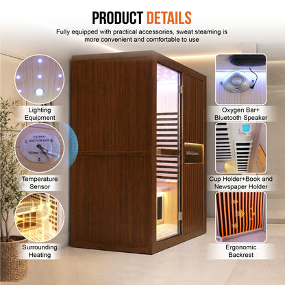 2165W Chilean Pine Home Sauna with 8 Heating Plates