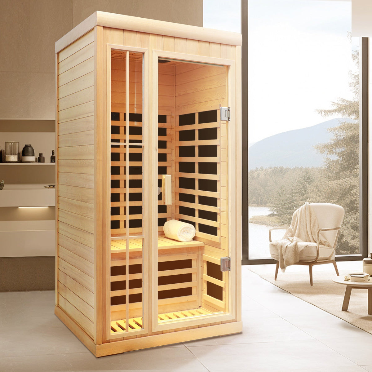 Deluxe One-Person Far Infrared Hemlock Sauna