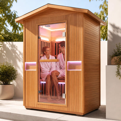 Outdoor Far Infrared Sauna for Two – 2000W Canadian Hemlock