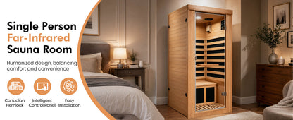 Canadian Hemlock Single-Person Far Infrared Sauna, 1020W