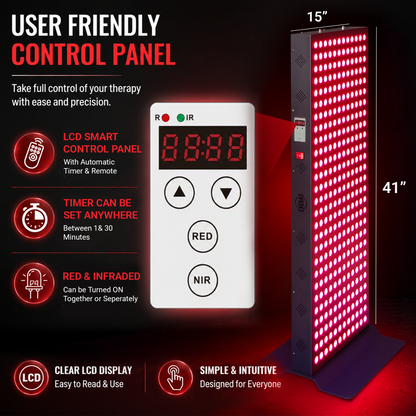 EXESAS 324 LED Red Light Therapy Panel – 1620W Dual-Chip, 4 Wavelengths, 41×15" Panel, Remote & Linkable