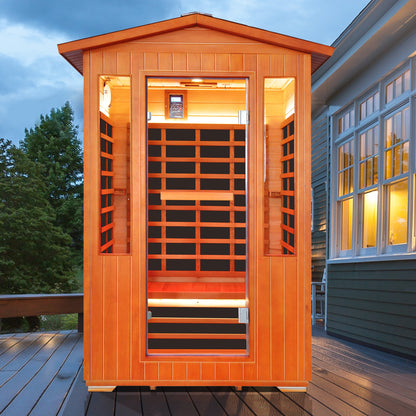 Outdoor 2-Person Backyard Sauna | Fir & Cedar Wood with Infrared Heating