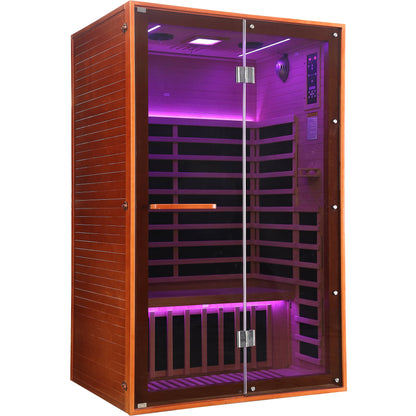 2-Person Home Infrared Sauna | Canadian Hemlock Wood | Carbon Heating Panels