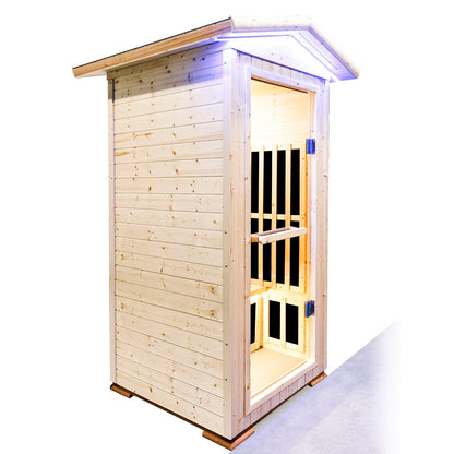 Single Person Spruce Far Infrared Sauna With Ambient Lighting And Bluetooth Music - Natural