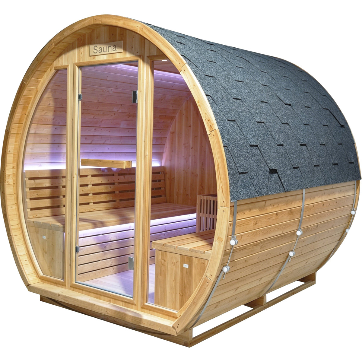 Finnish Carbonized Spruce Outdoor Sauna Room, 4–6 Person, 9000W