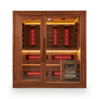 Rövia Elvaria 4-Person Indoor Canadian Red Cedar Infrared & Steam Sauna With 6KW Harvia Heater [Made-To-Order] (SAK93528)