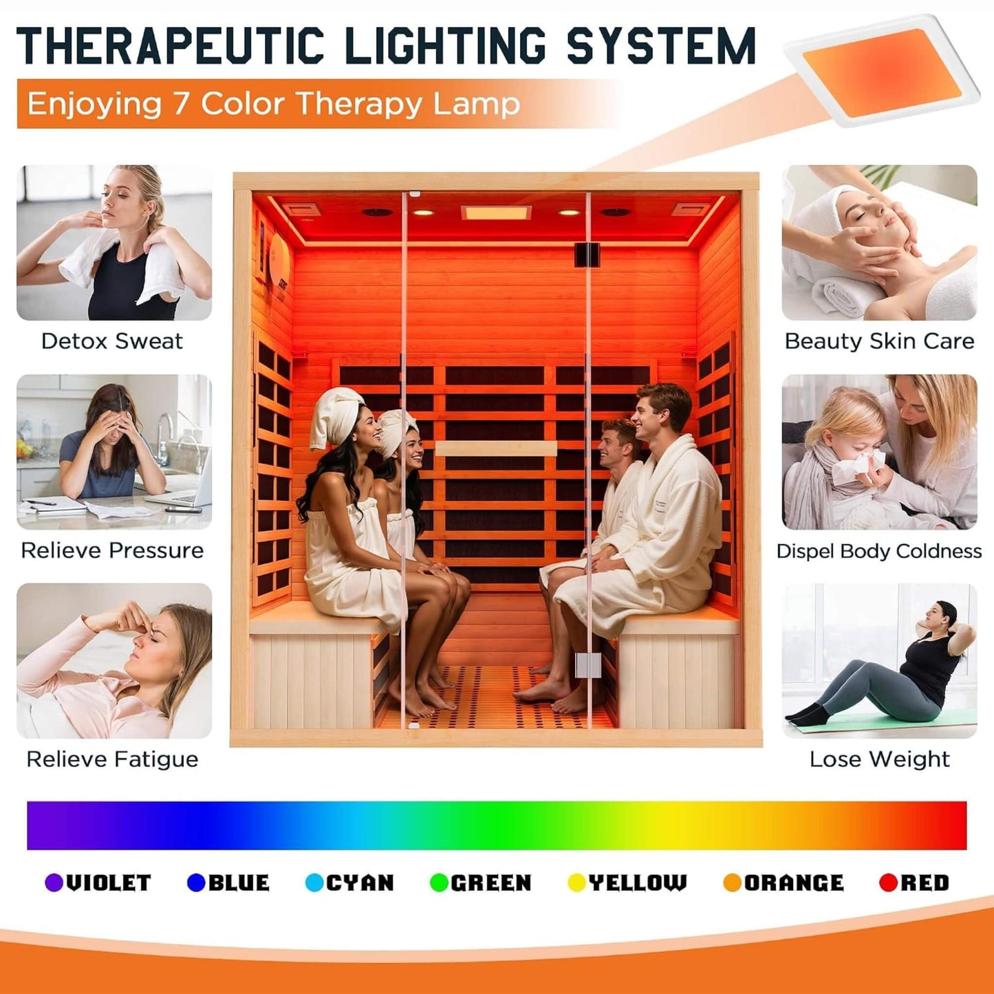 Thermora Seville 4-Person Low EMF Canadian Hemlock Infrared Sauna With Bluetooth (SAK29571)