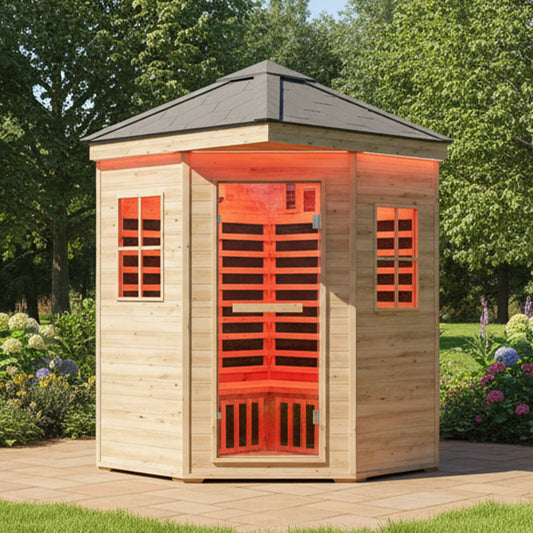 Thermora Monaco 4-Person Low EMF Spruce Wood Outdoor Infrared Sauna