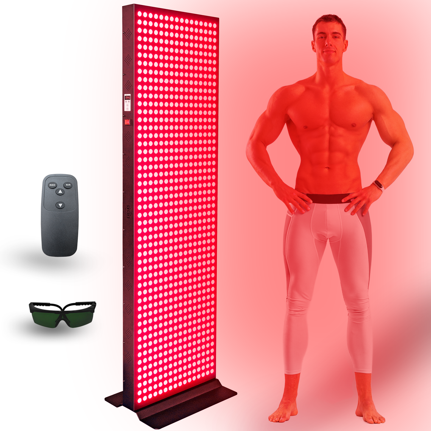 EXESAS 800 LED Full-Body Red Light Therapy Panel – 4000W Dual-Chip, 4 Wavelengths, 65" Panel, Remote Control