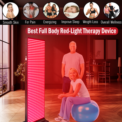 EXESAS 800 LED Full-Body Red Light Therapy Panel – 4000W Dual-Chip, 4 Wavelengths, 65" Panel, Remote Control