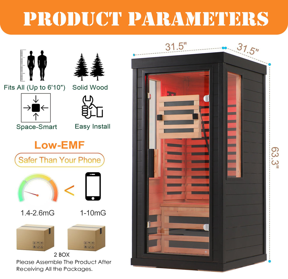 One- to Two-Person Far Infrared Sauna
