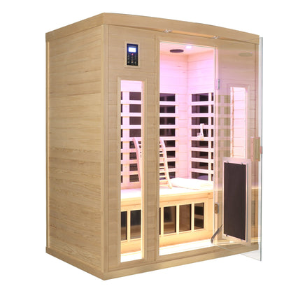 3-Person Hemlock Far-Infrared Sauna with Bluetooth & Lights