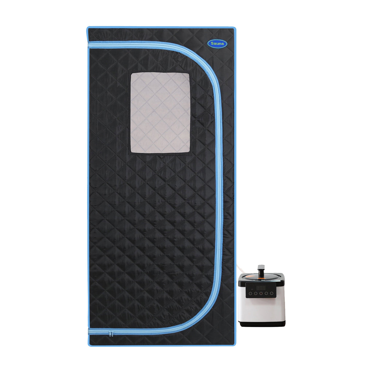 Portable Plus Full-Size Steam Sauna Tent, Black with Blue Trim