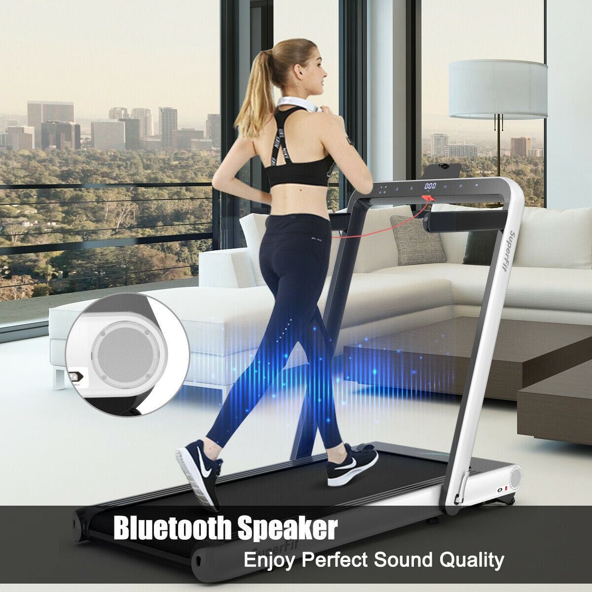 4.75HP 2-in-1 Folding Treadmill with Remote and App Control