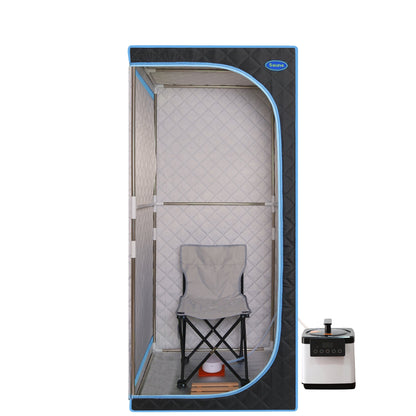 Portable Plus Full-Size Steam Sauna Tent, Black with Blue Trim