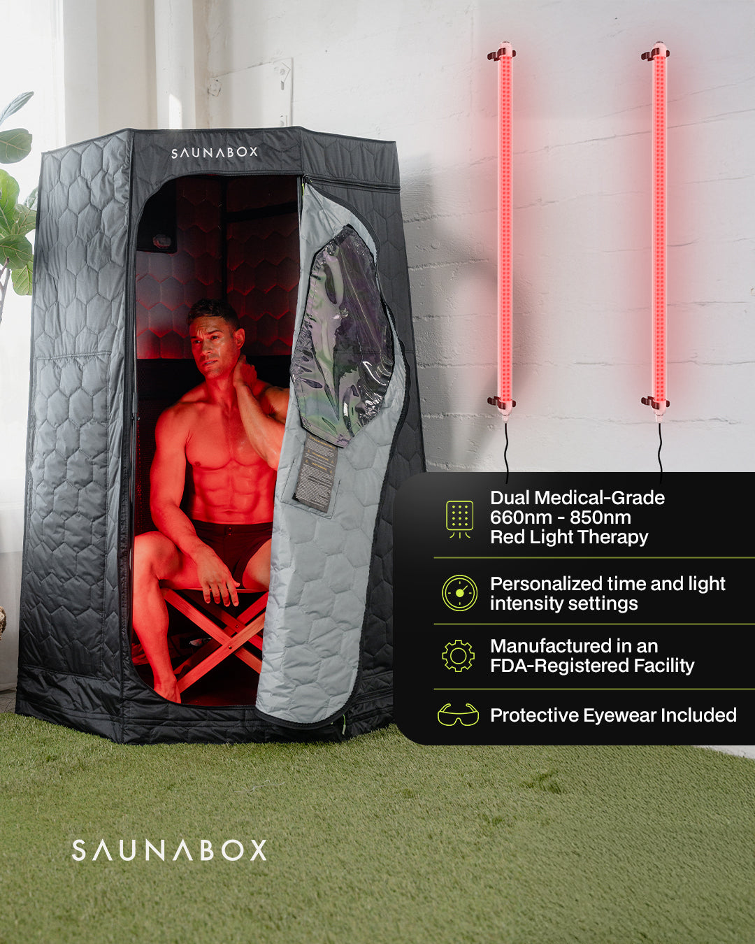 SaunaBox® Pulse PRO: Infrared Sauna with Red-light Therapy