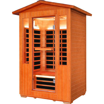 Outdoor 2-Person Backyard Sauna | Fir & Cedar Wood with Infrared Heating