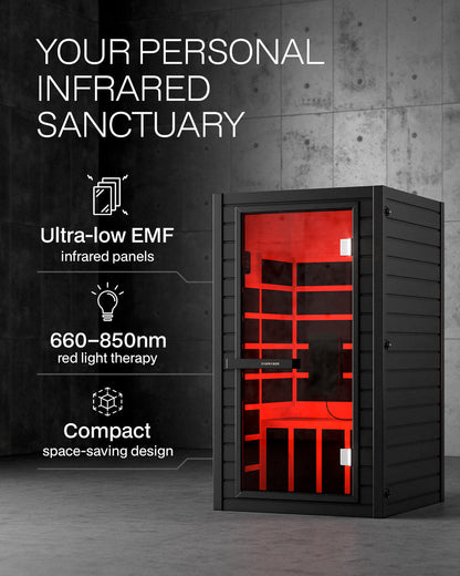 SaunaBox® Solara: 1-Person Full Spectrum Infrared Sauna