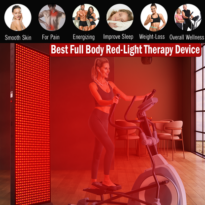 EXESAS 1216 LED Full-Body Red Light Therapy Panel – 6080W Dual-Chip, 4 Wavelengths, 75×22" Panel, Remote