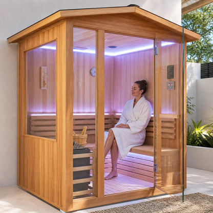 6000W Outdoor Traditional Steam Sauna for 4 People