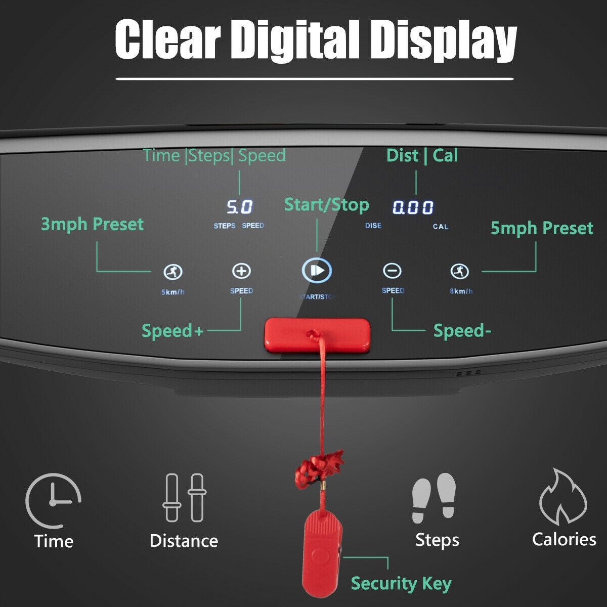 3HP Folding Treadmill with Bluetooth Speaker – Home & Office