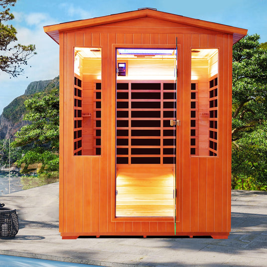 3-4 Person Outdoor Sauna – Fir & Red Cedar with 11 Heating Panels and LED Lighting