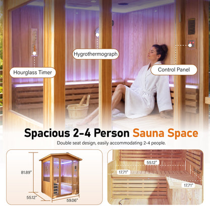 6000W Outdoor Traditional Steam Sauna for 4 People