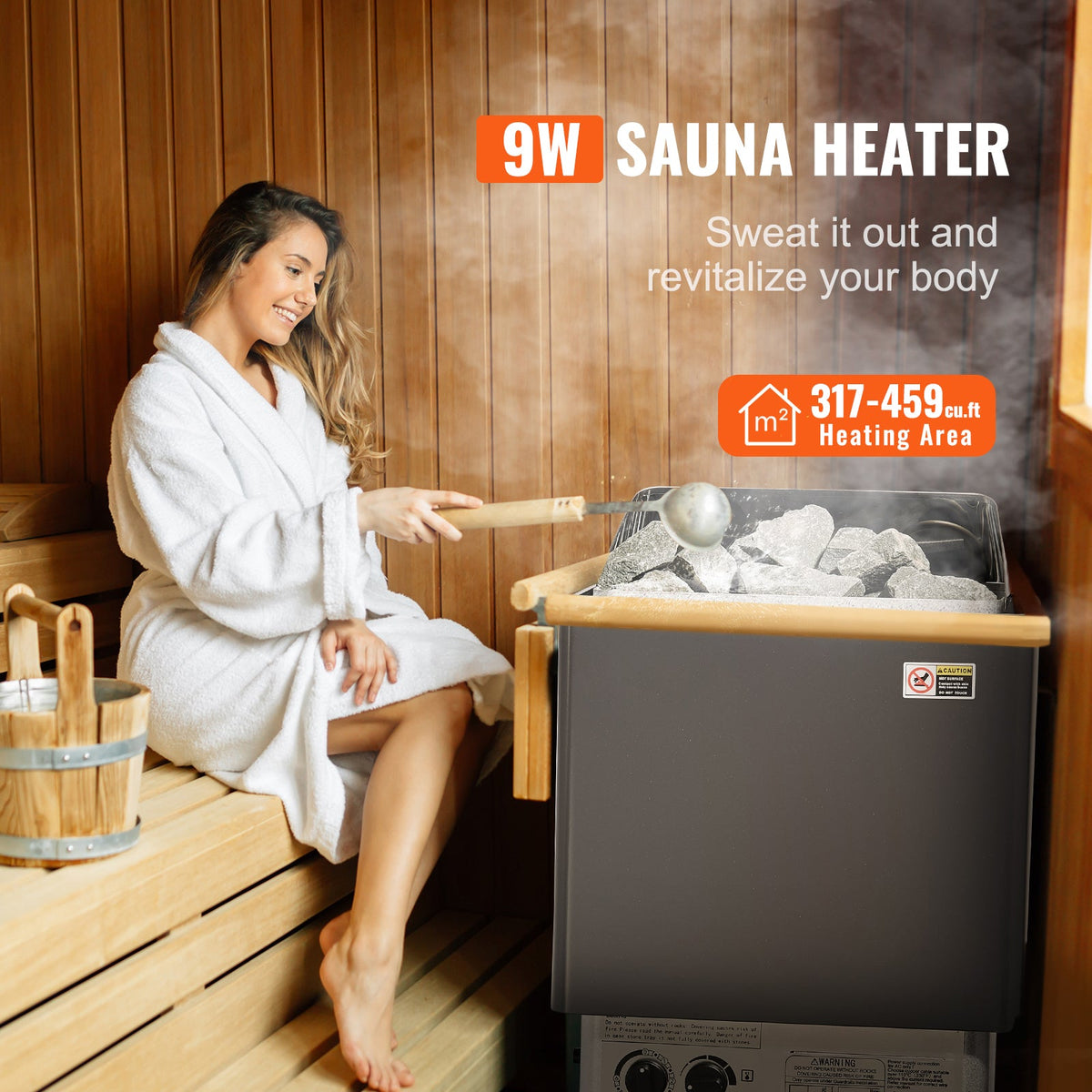 9 kW Electric Sauna Heater with Built-In Controls