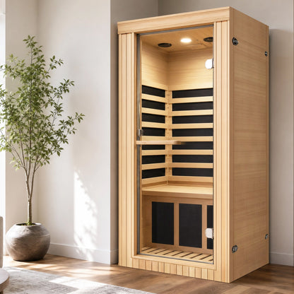Canadian Hemlock Single-Person Far Infrared Sauna, 1020W