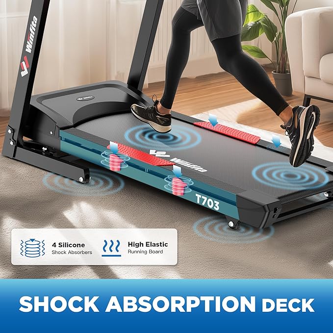 Winfita Folding Treadmill with 15% Auto Incline, 10 MPH