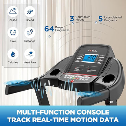 Winfita Folding Treadmill with 15% Auto Incline, 10 MPH