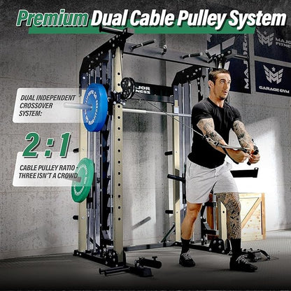 MAJOR FITNESS B52 Smith Machine Home Gym with Dual Pulleys