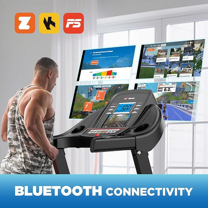 Winfita Folding Treadmill with 15% Auto Incline, 10 MPH