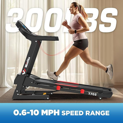 Winfita Folding Treadmill with 15% Auto Incline, 10 MPH
