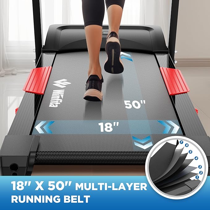 Winfita Folding Treadmill with 15% Auto Incline, 10 MPH