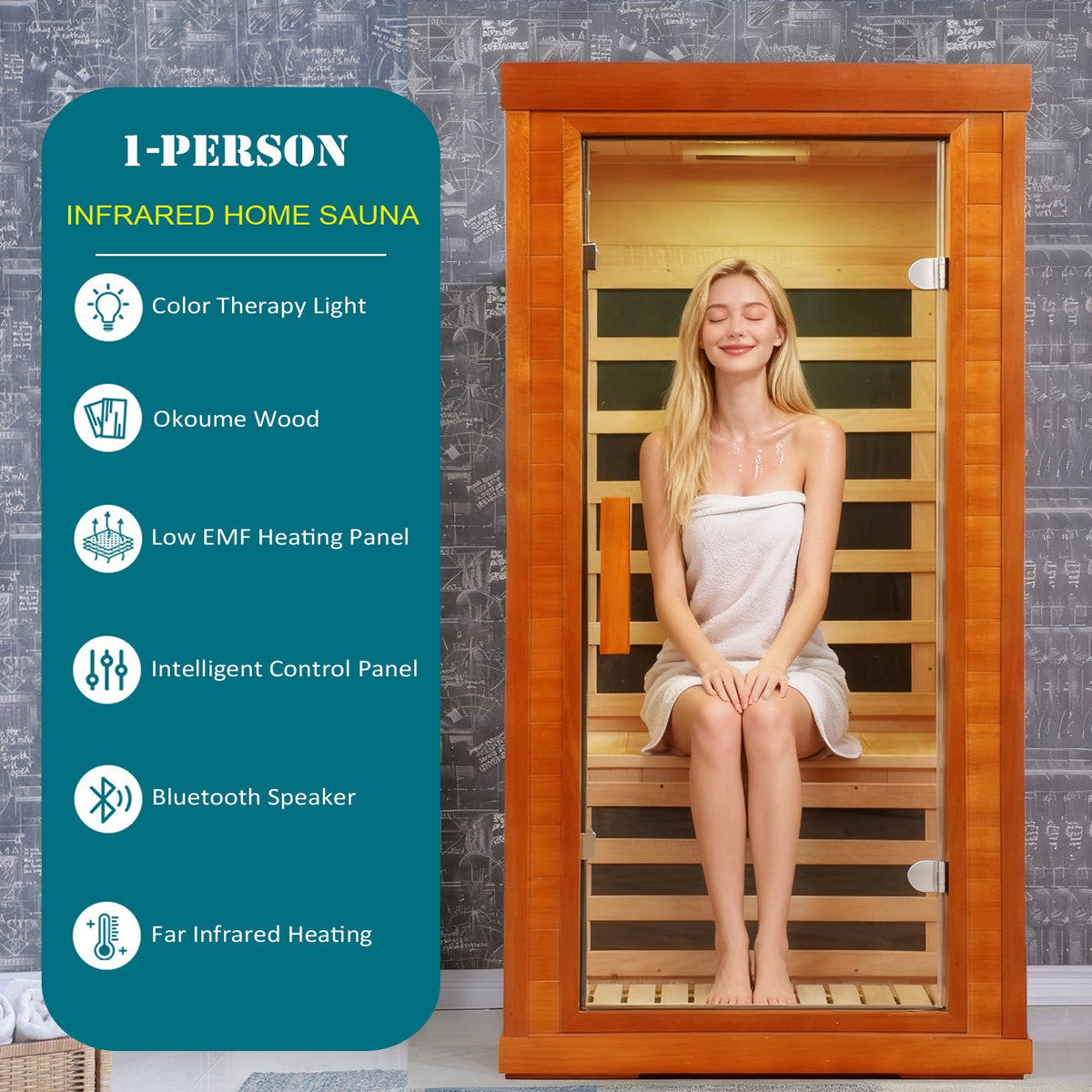 Home Dry Infrared Sauna with Bluetooth and LED Lighting