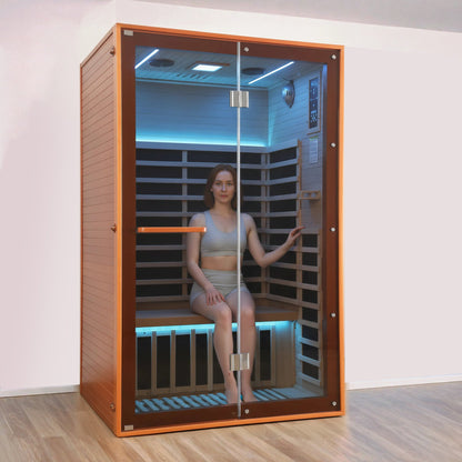 2-Person Home Infrared Sauna | Canadian Hemlock Wood | Carbon Heating Panels