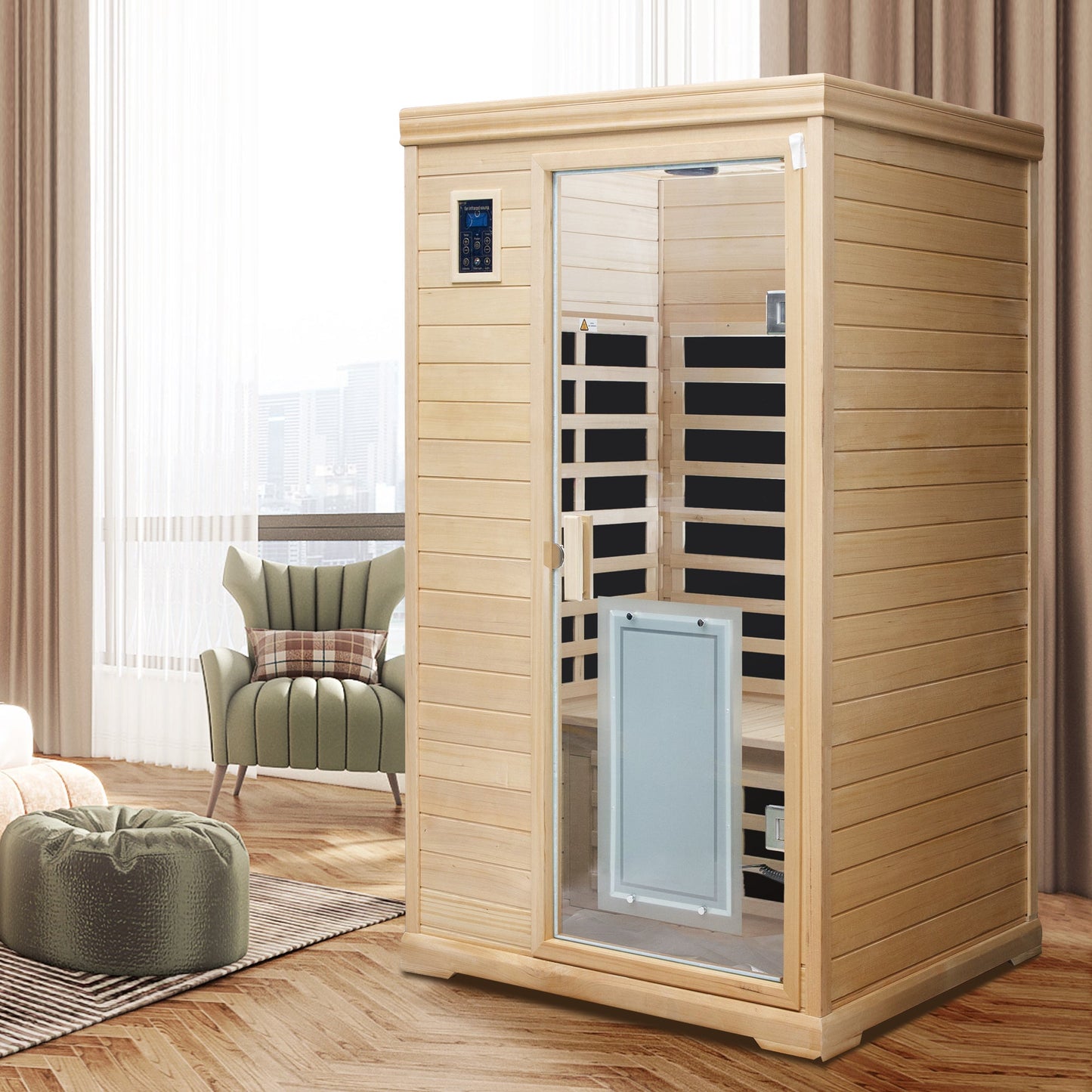 Two-Person Far-Infrared Hemlock Indoor Sauna Room