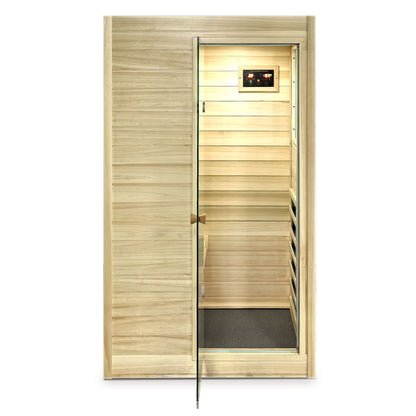 Far Infrared Home Sauna XY-909MA-R – European Aspen with 5 Heating Panels & Bluetooth