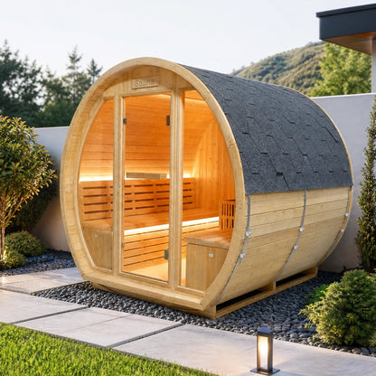 Finnish Carbonized Spruce Outdoor Sauna Room, 4–6 Person, 9000W