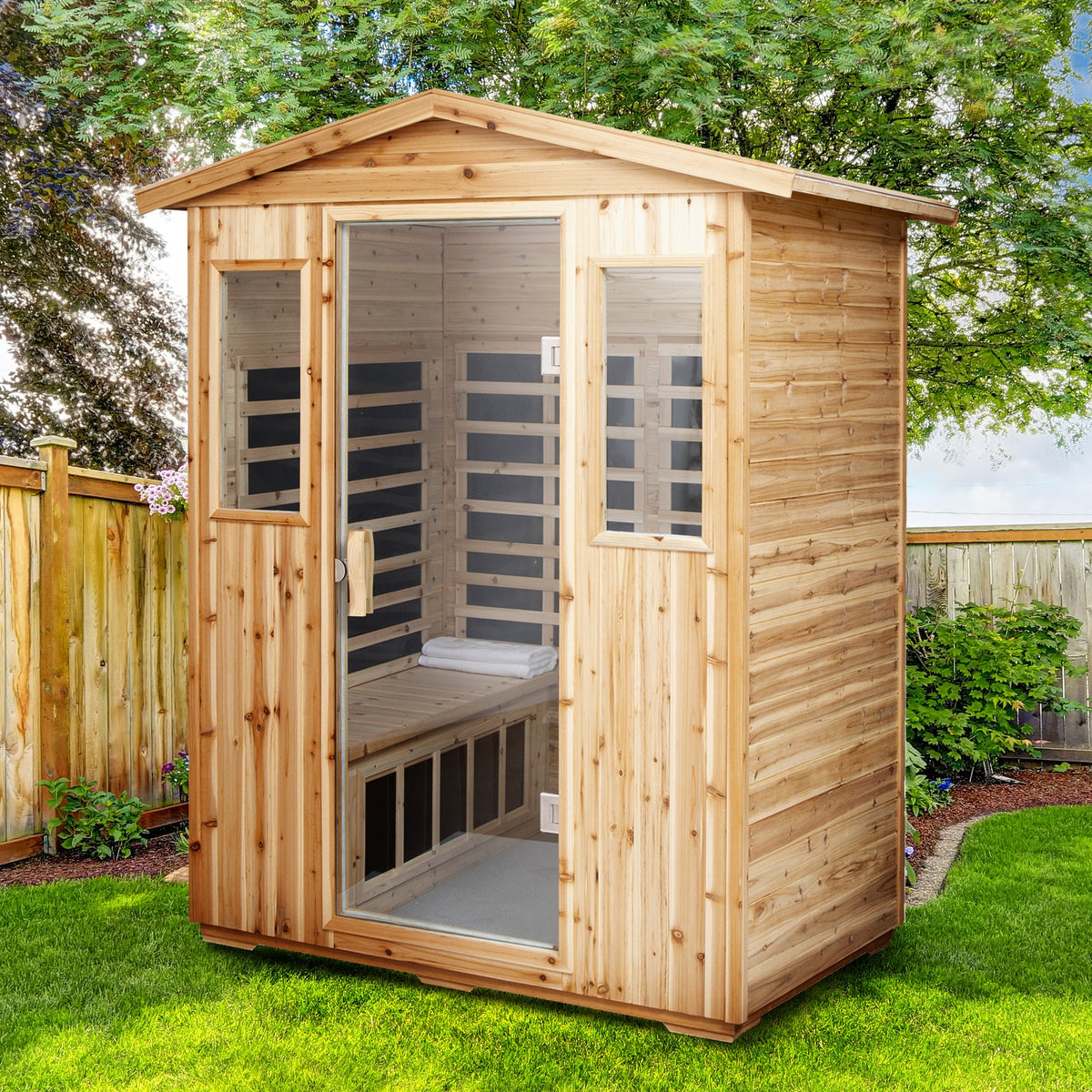 4-Person Far-Infrared Outdoor Sauna Room | Old Fir