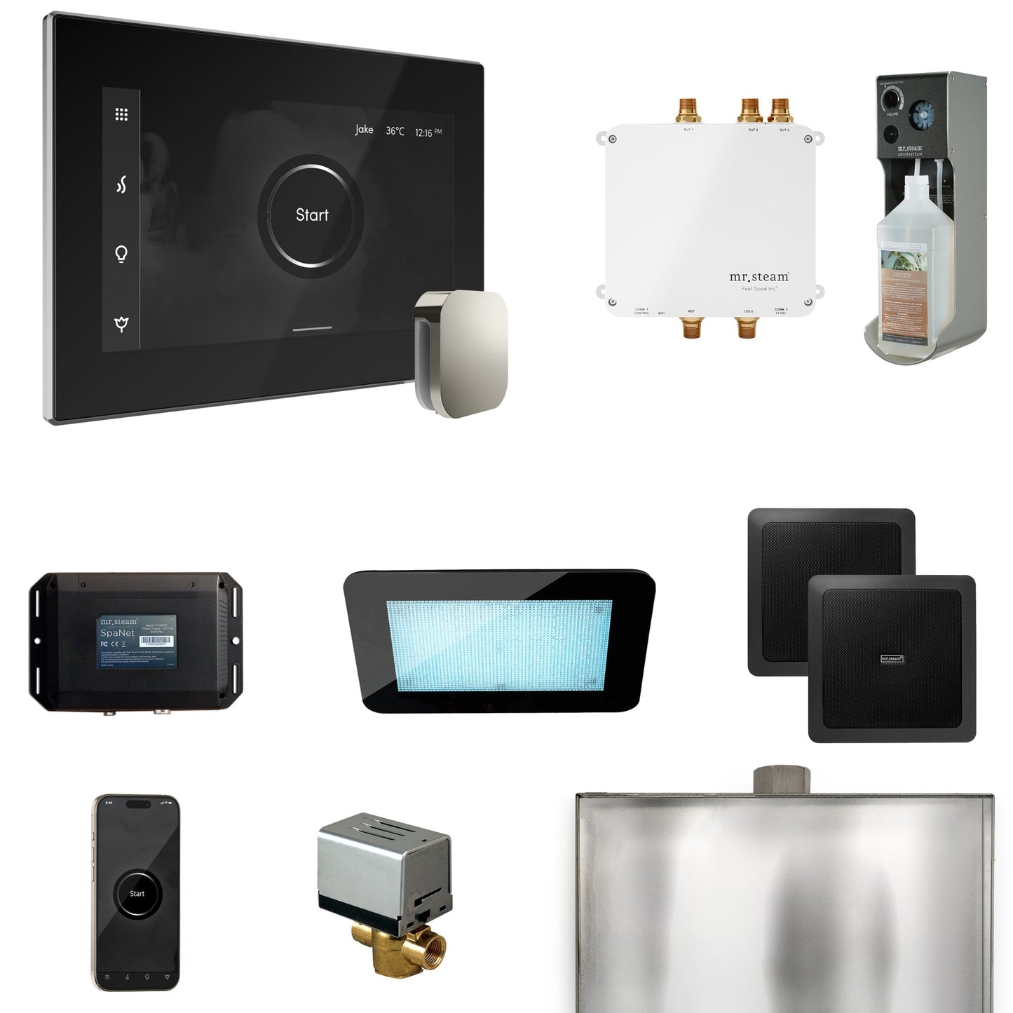 Mr. Steam Bliss Steam Shower Control Package with iSteamX Control and Steamhead