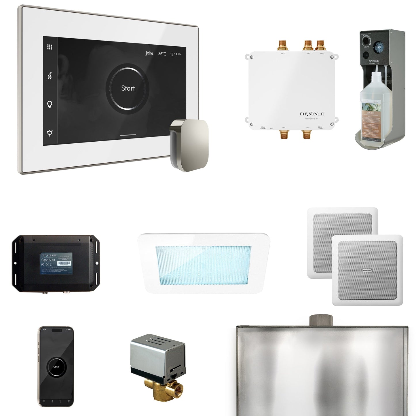 Mr. Steam Bliss Steam Shower Control Package with iSteamX Control and Steamhead